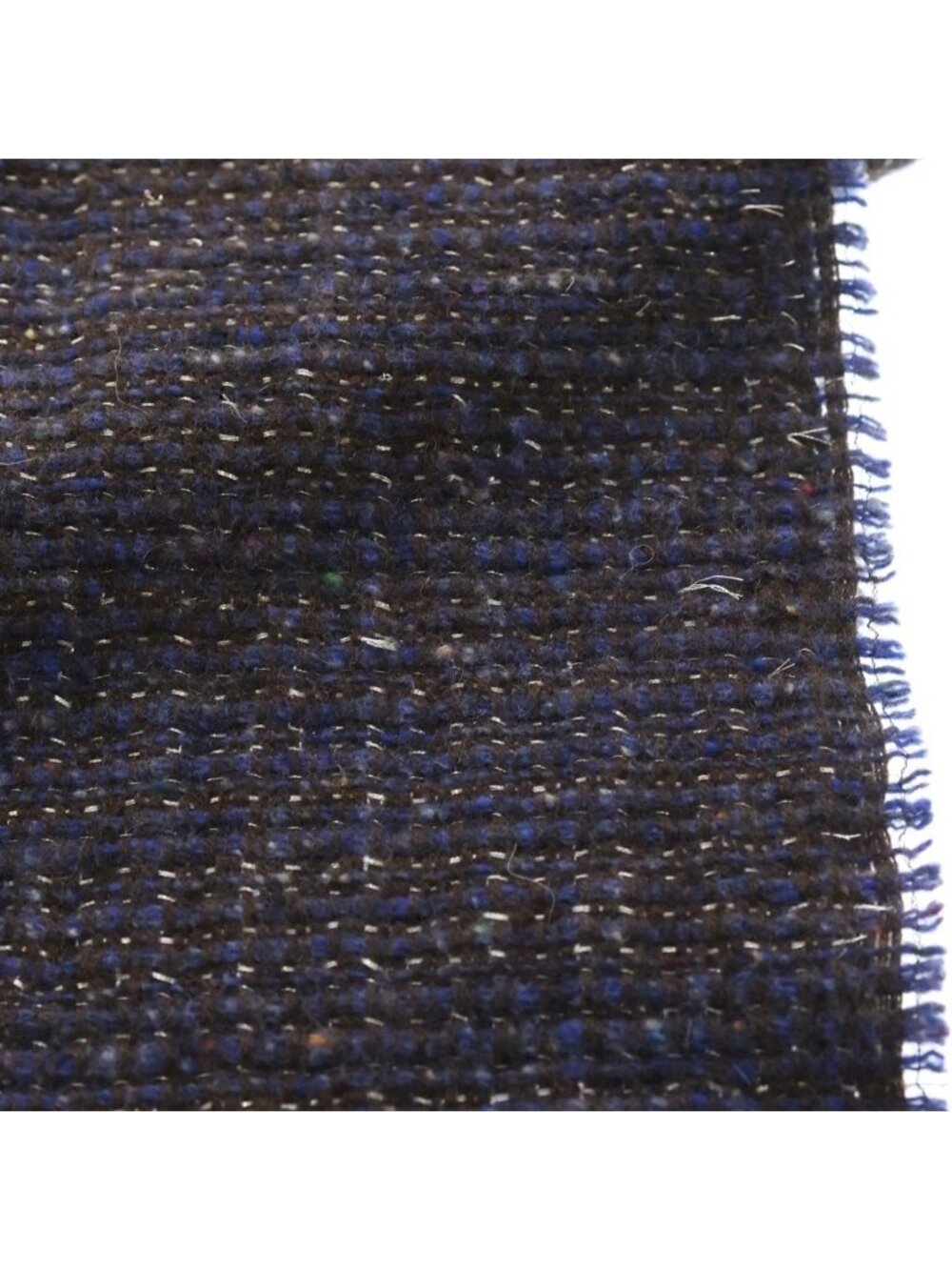 Chanel Cashmere Blend Tweed CC Logo Scarf Charcoal Gray Navy - Picture 2 of 6